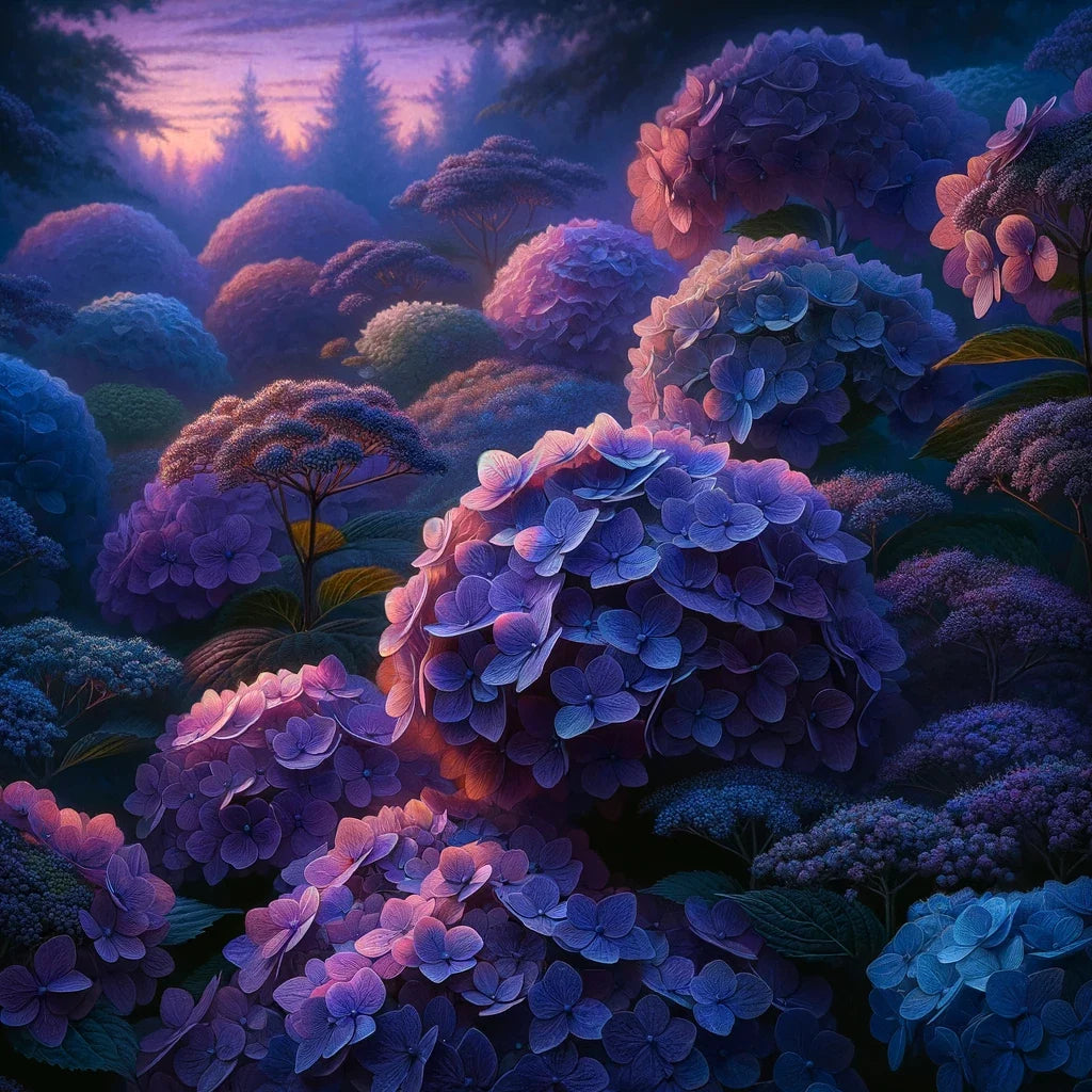 Twilight Hydrangea Harmony Cotton Cushion