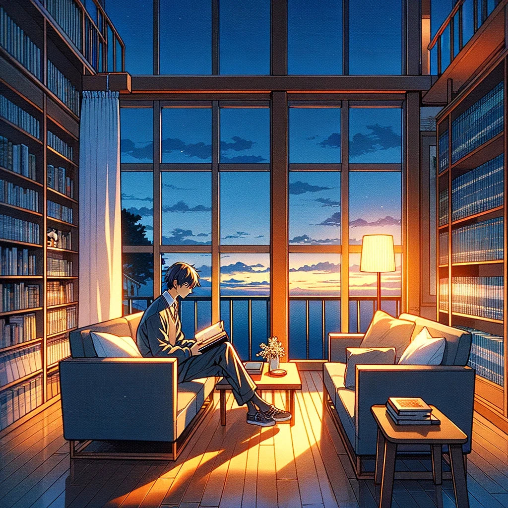 Twilight Library Calm Canvas