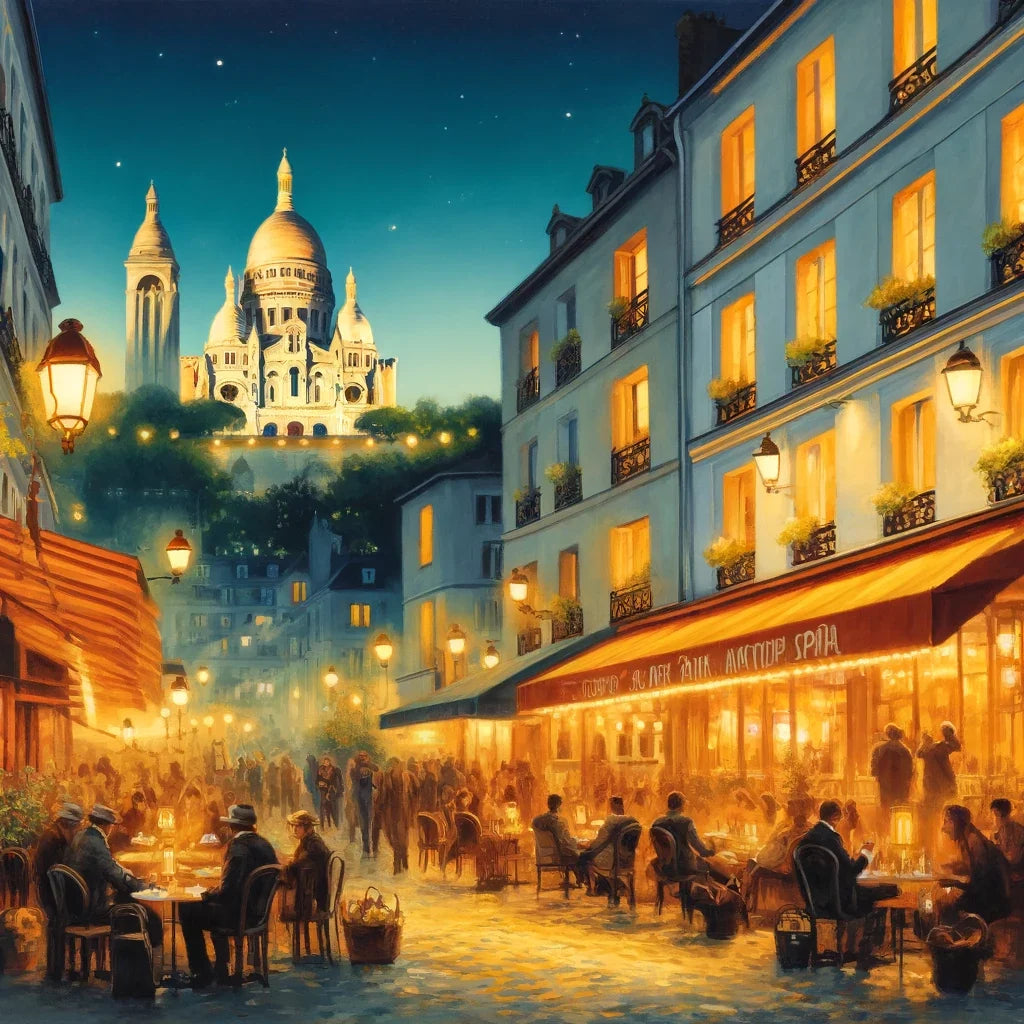 Twilight Over Paris Montmartre Canvas
