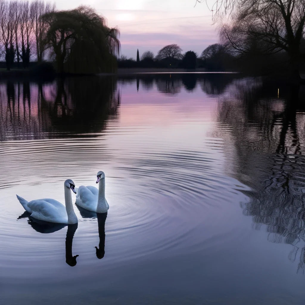 Twilight Swans Canvas