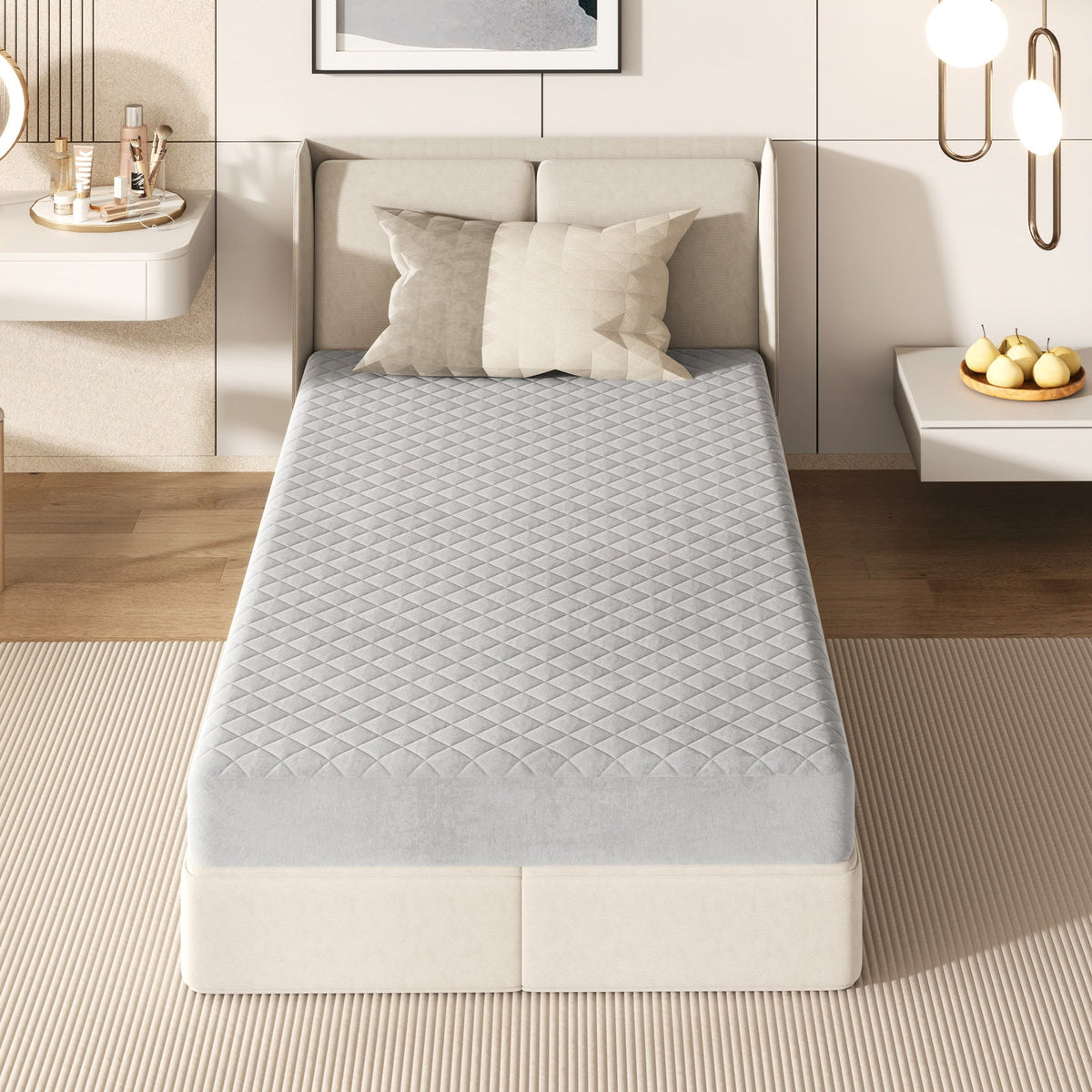 Twin/Queen/King Size Luxury Super Soft Velvet Mattress Protector-King Size