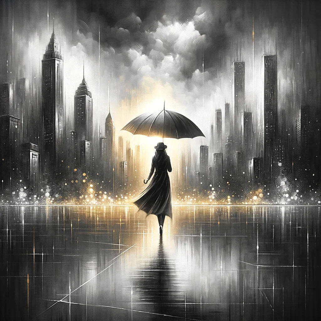 Umbrella in Urban Serenity Cotton Cushion