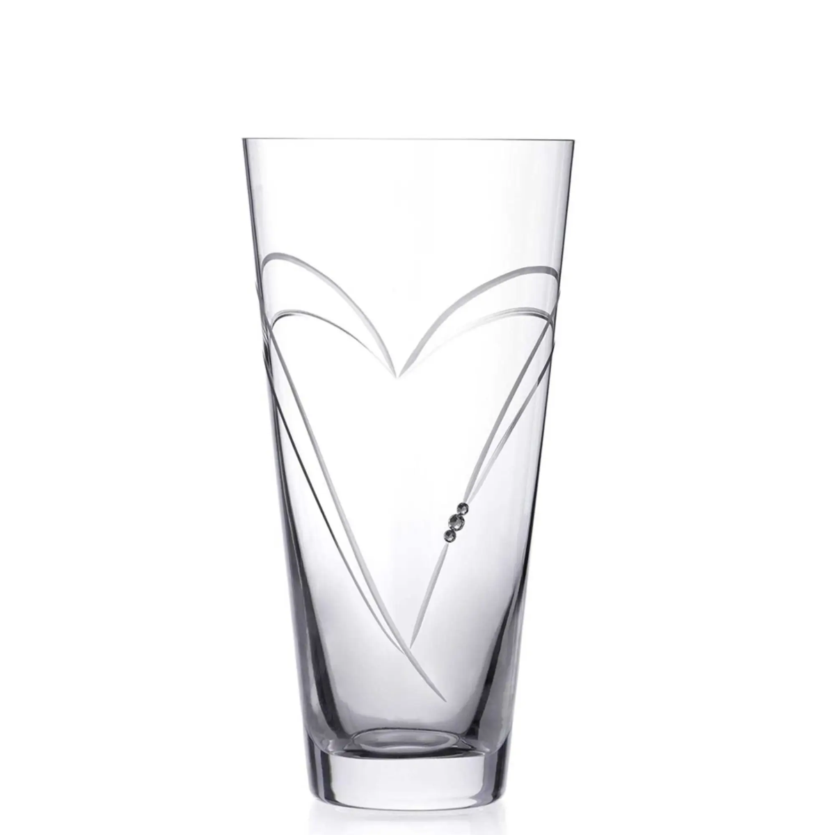 Diamante Vase with Heart Shaped Cutting - 25cm