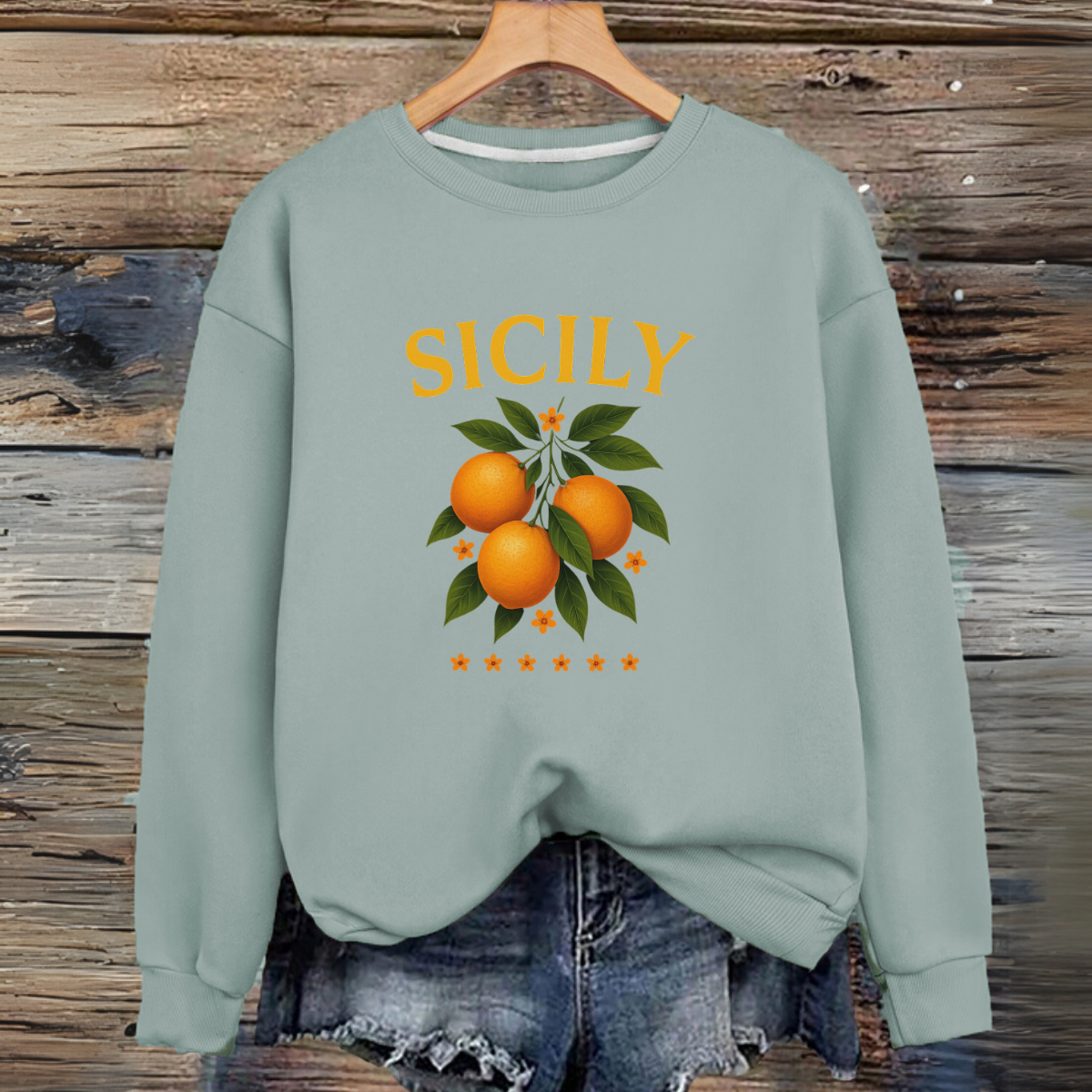 Sicily Premium Cotton Sweatshirt Oranges