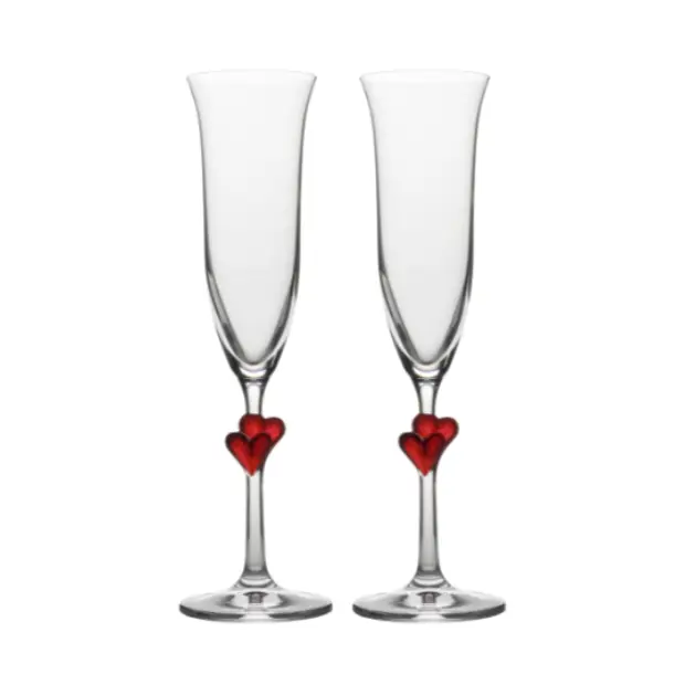 Stolzle Lausitz L'Amour Heart Champagne Flutes - Pair in Gift Box