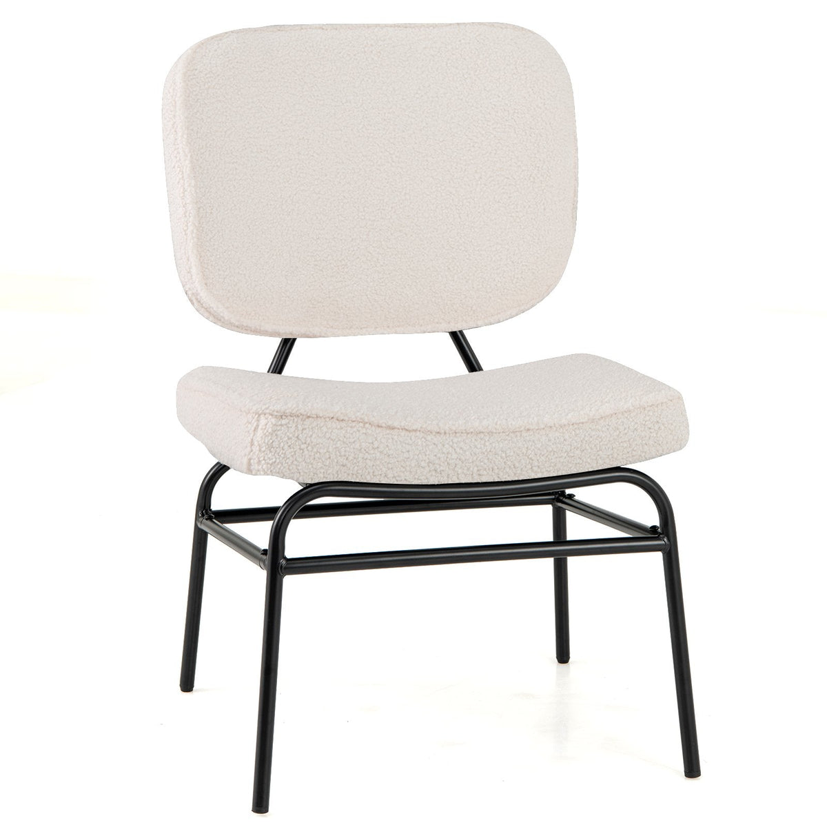 Upholstered Accent Chair with Sponge Padding and Adjustable Foot Pads-Grey