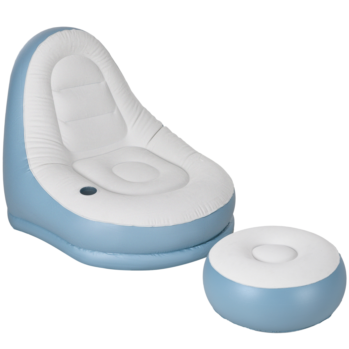 Outsunny Inflatable Chair and Footstool for Gaming, Reading, Watching