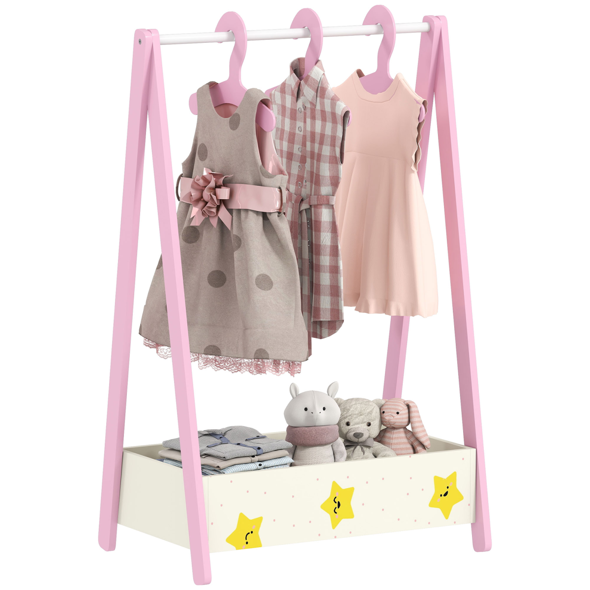 AIYAPLAY Baby Clothing Rack with Hangers, Shelf, Kids Clothes Rail