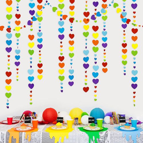 Autumn Paper Heart Garlands - 4m Festive Streamers for Celebrations