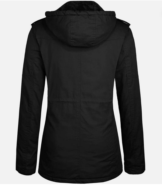 Womens Parka Jacket Winter Fleece Lined Hooded Warm Coat Black Size M Wantdo