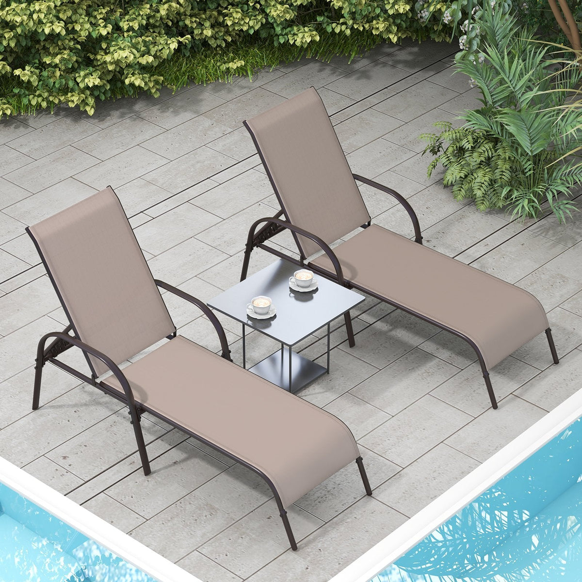 Versatile Chaise Lounge Chair with 5 Adjustable Positions Iron Construction-Black