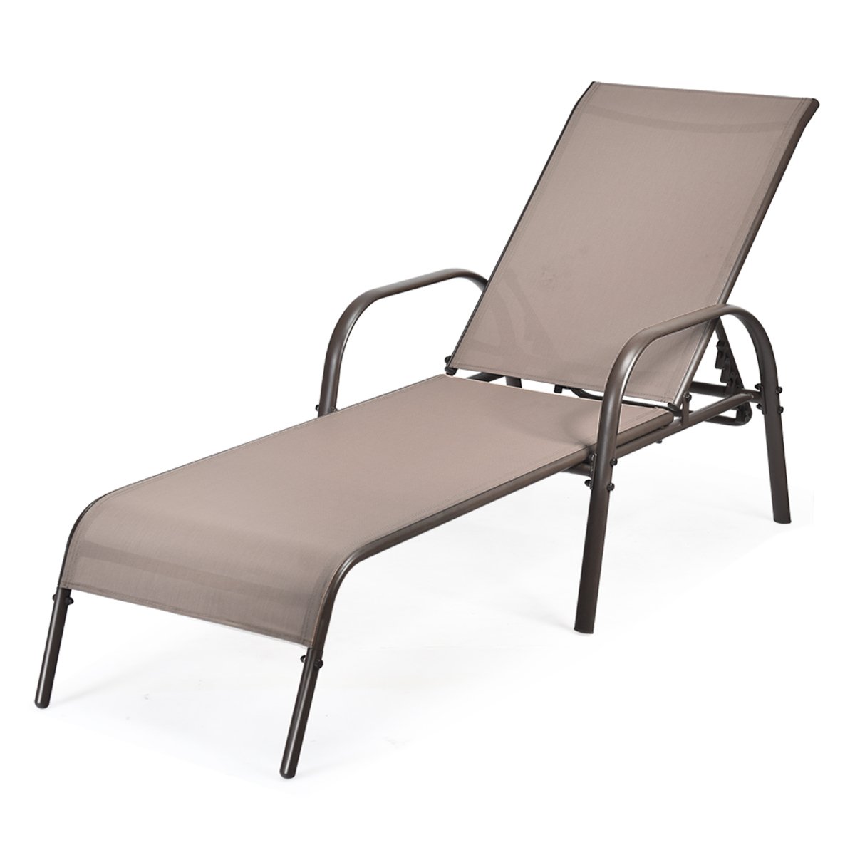 Versatile Chaise Lounge Chair with 5 Adjustable Positions Iron Construction-Black