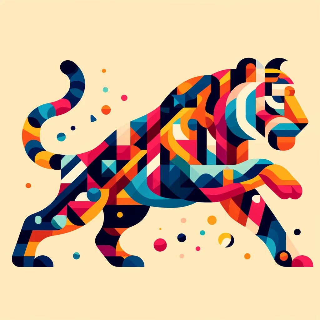 Vibrant Geometric Tiger Canvas