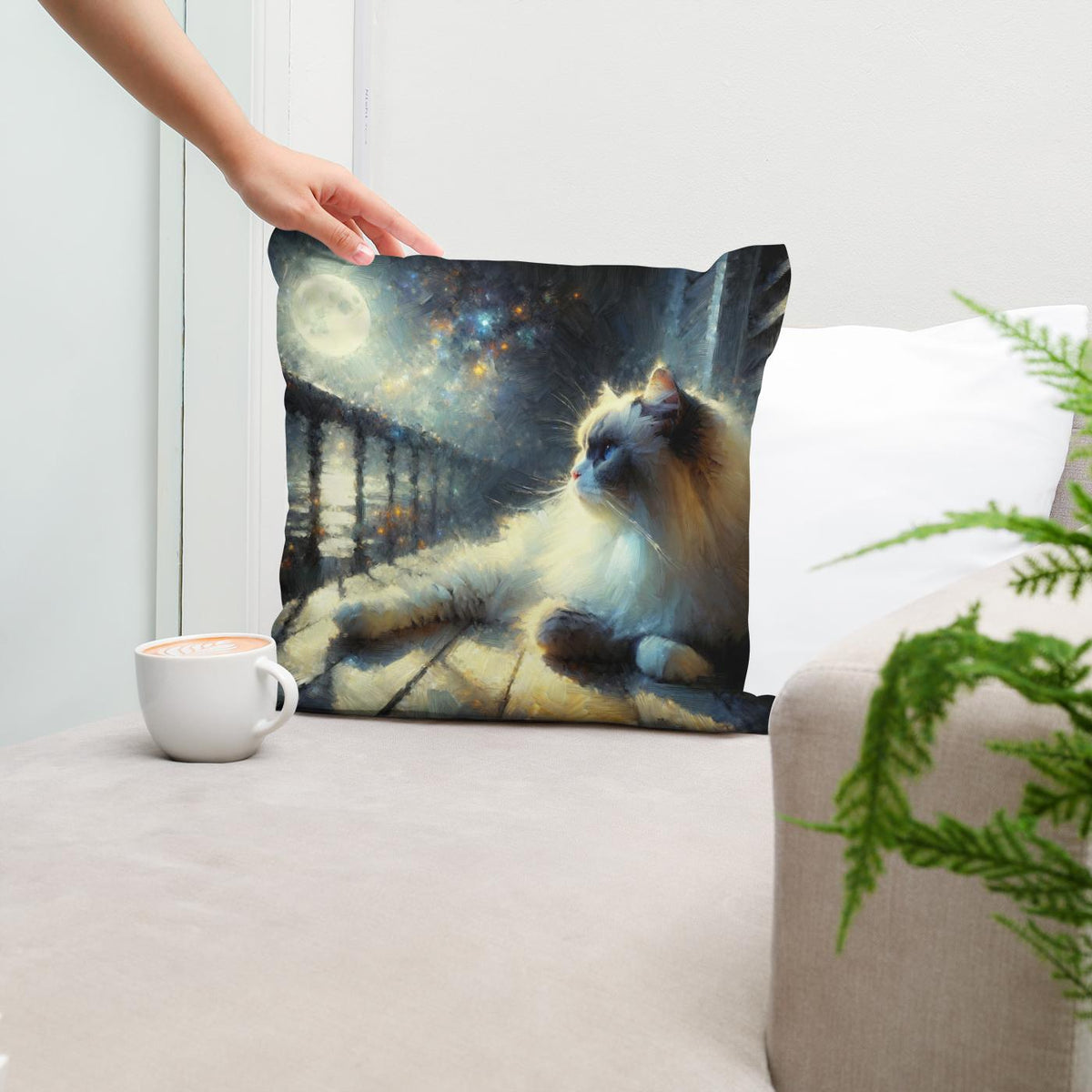 Moonlit Serenity Cotton Cushion