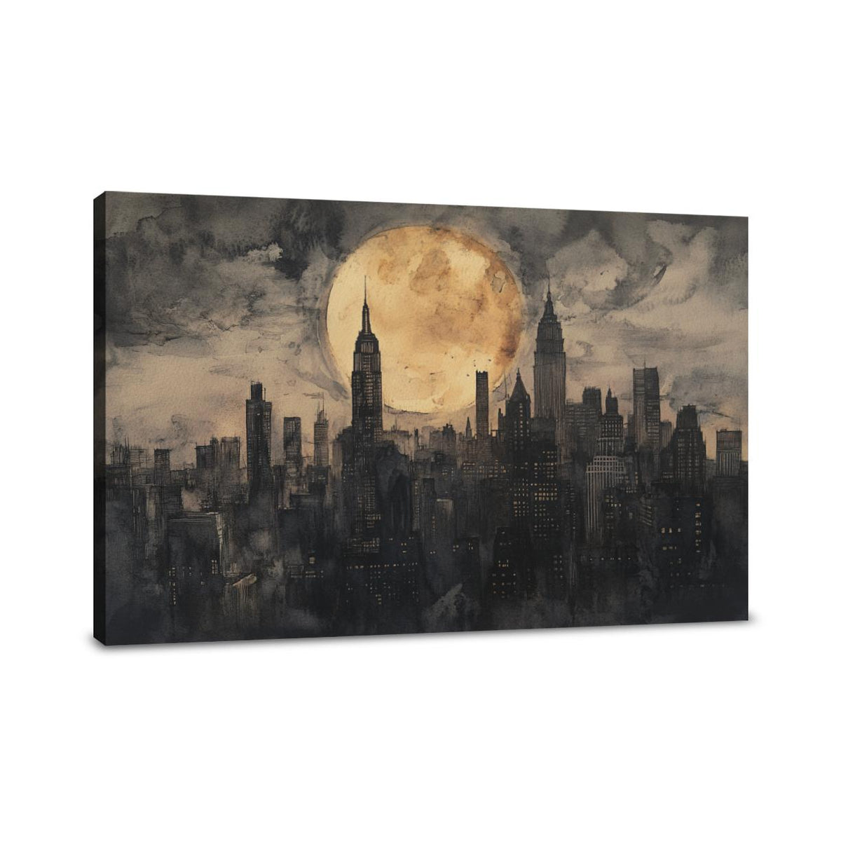Moonlit Metropolis Canvas