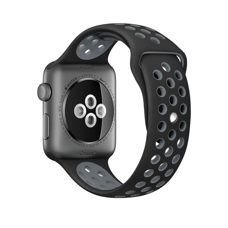 For Apple Watch Series 10 42mm / 9&8&7 41mm / SE 3&SE 2&6&SE&5&4 40mm / 3&2&1 38mm Fashionable Classical Silicone Sport Watch Band(Grey White), WA1230A, WA1230B, WA1230BG, WA1230BH, WA1230BL, WA1230BM, WA1230BR, WA1230BY, WA1230C, WA1230D, WA1230DW    ...