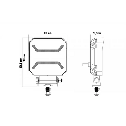 Truck LED 10 LED Square Work Lamp with Amber Marker