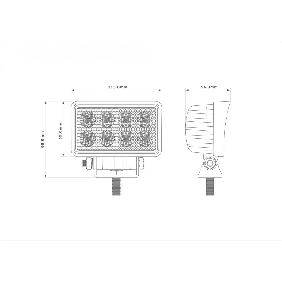 Truck LED 8 LED Red Line 21W Rectangular Flood Lamp