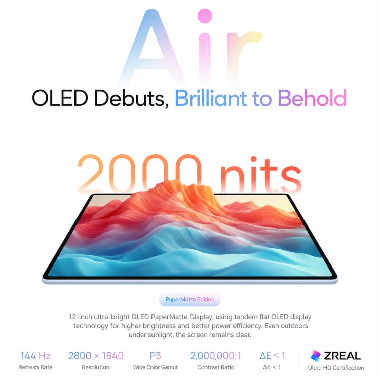 HUAWEI MatePad Air 12 inch 2026 WiFi, 12GB+512GB, HarmonyOS 6.1 Hisilicon Kirin T93B, Not Support Google Play, 12GB+512GB