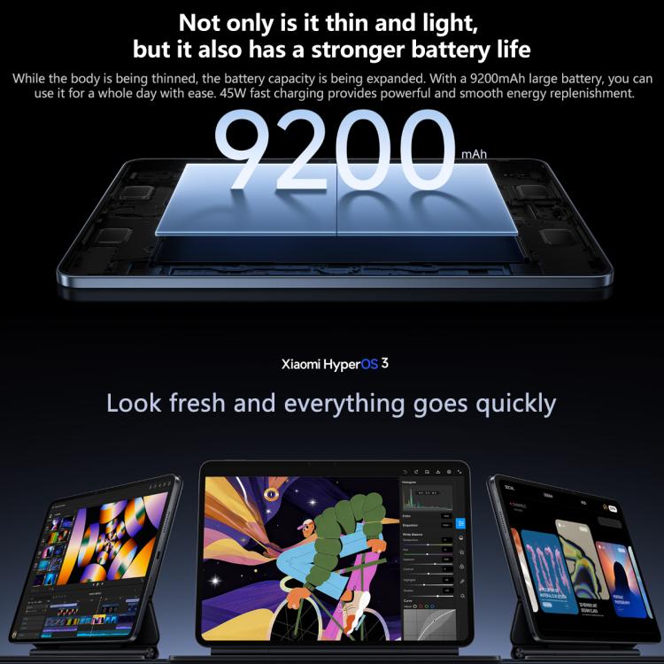 Xiaomi Pad 8 11.2 inch Soft Light Screen, 12GB+256GB, HyperOS 3 Qualcomm Snapdragon 8s Gen4 Octa Core, 12GB+256GB Soft Light