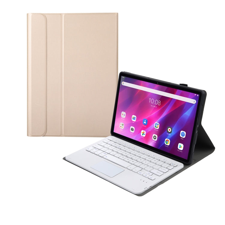 AK10-A 2 in 1 Detachable Bluetooth Keyboard + Lambskin Texture TPU Protective Leather Tablet Case with Touchpad & Holder for Lenovo Qitian K10 TB-X6C6X, AK10-A