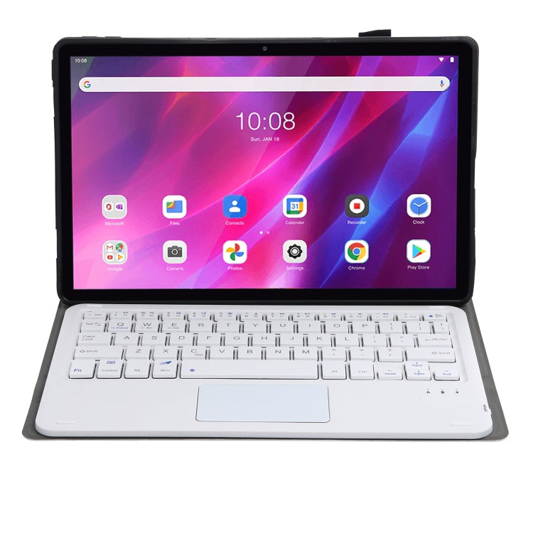 AK10-A 2 in 1 Detachable Bluetooth Keyboard + Lambskin Texture TPU Protective Leather Tablet Case with Touchpad & Holder for Lenovo Qitian K10 TB-X6C6X, AK10-A