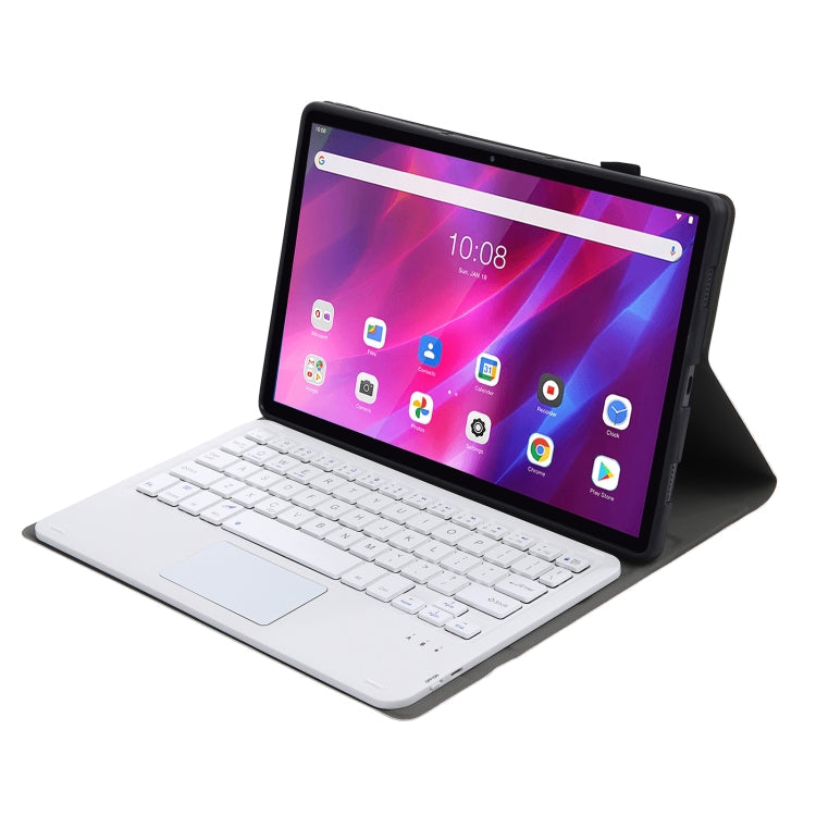 AK10-A 2 in 1 Detachable Bluetooth Keyboard + Lambskin Texture TPU Protective Leather Tablet Case with Touchpad & Holder for Lenovo Qitian K10 TB-X6C6X, AK10-A