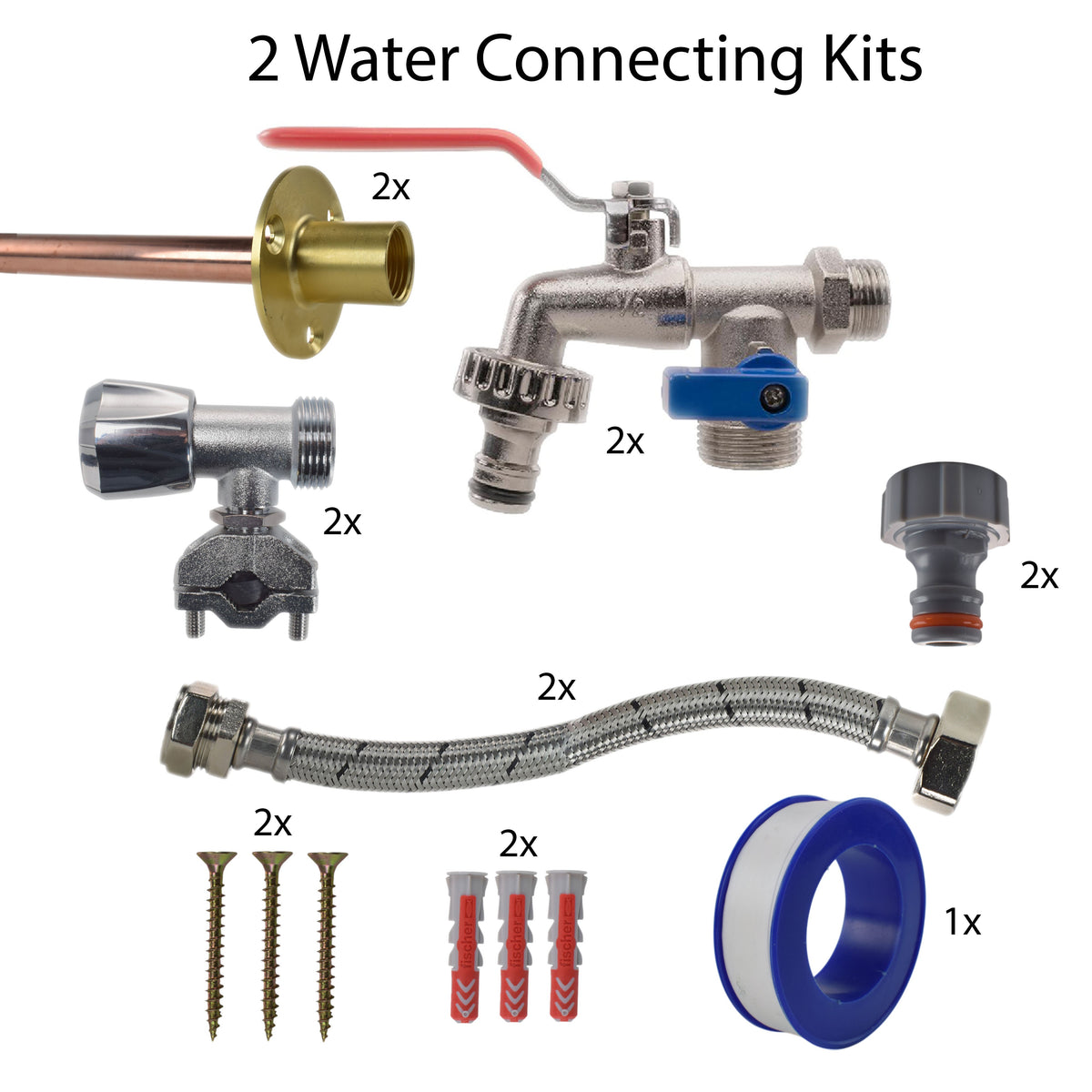 Double Lever Tap FULL Connection Kit x2