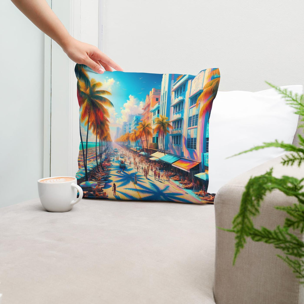 Vibrant Miami Summer Cotton Cushion