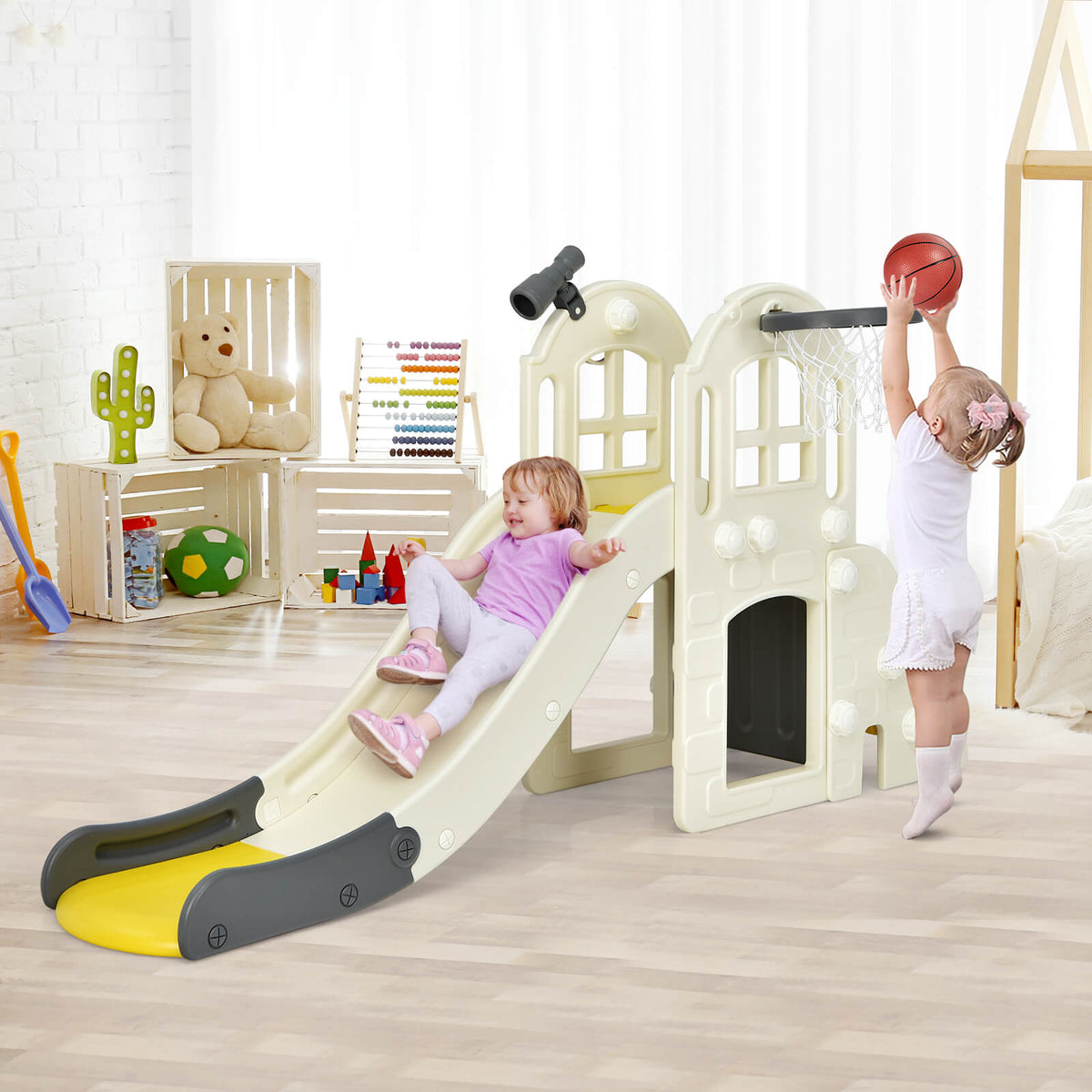 6-In-1 Toddler Climber Slide Playset-Blue