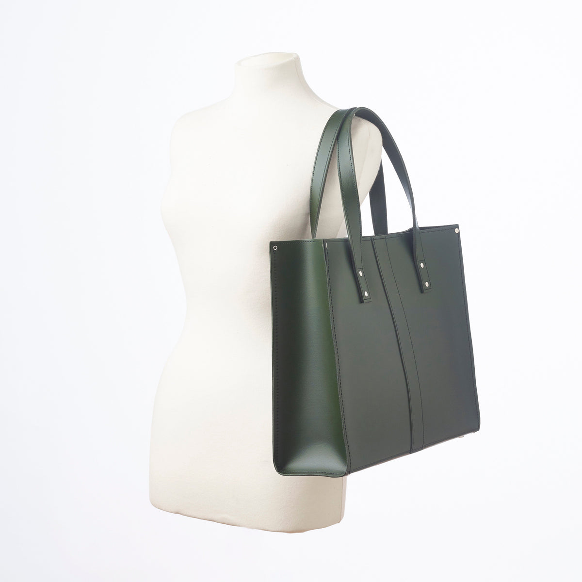 Zatchels Handmade Leather Shopper Tote Bag – Ivy Green