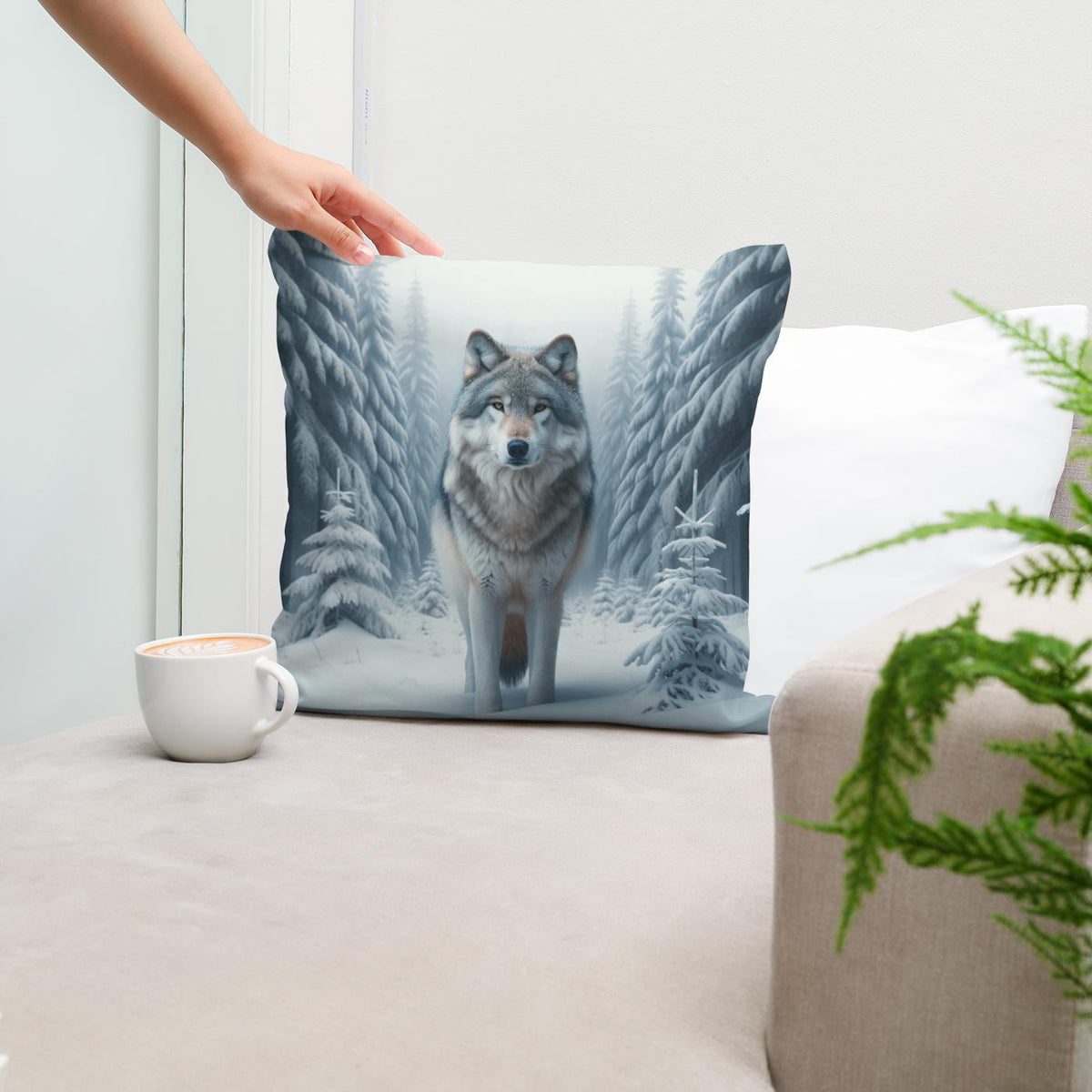 Winter's Sentinel Cotton Cushion
