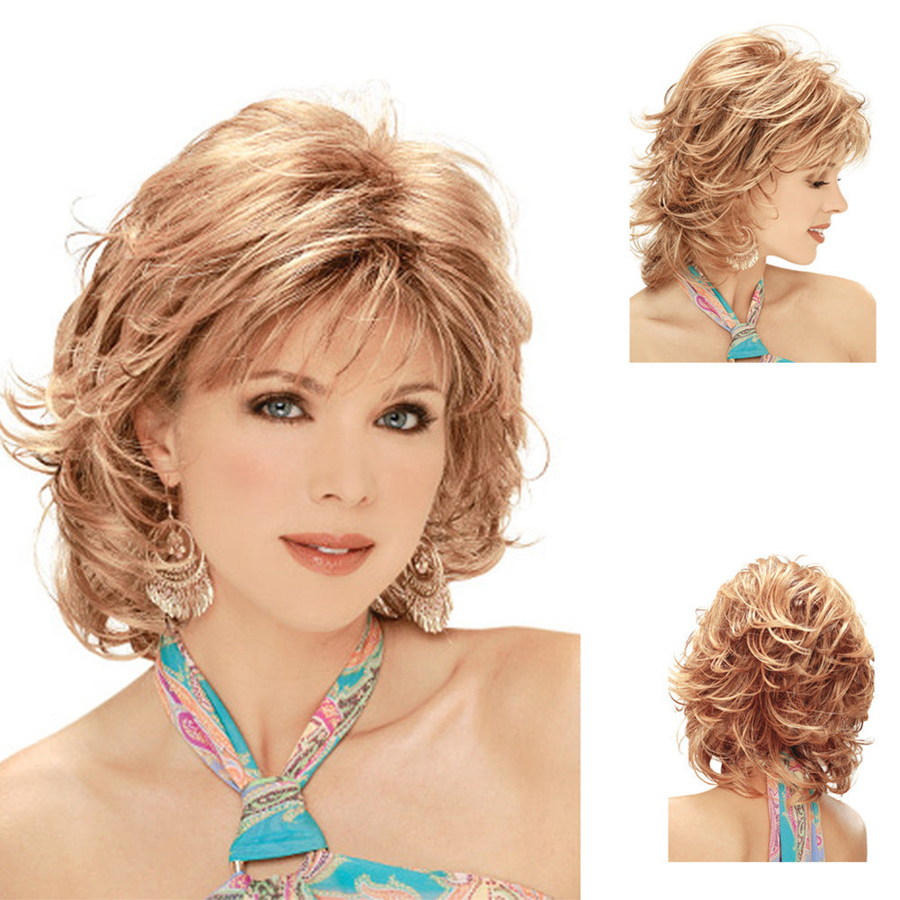 Women's White Short Curly Wig with Side Fringe