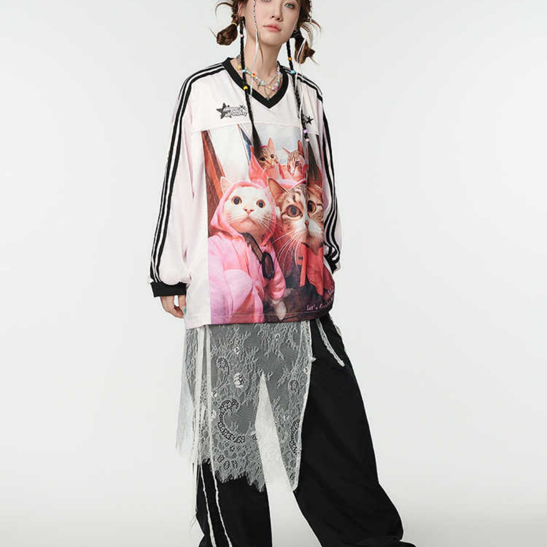 Women's Casual Printed American High-street Loose Top