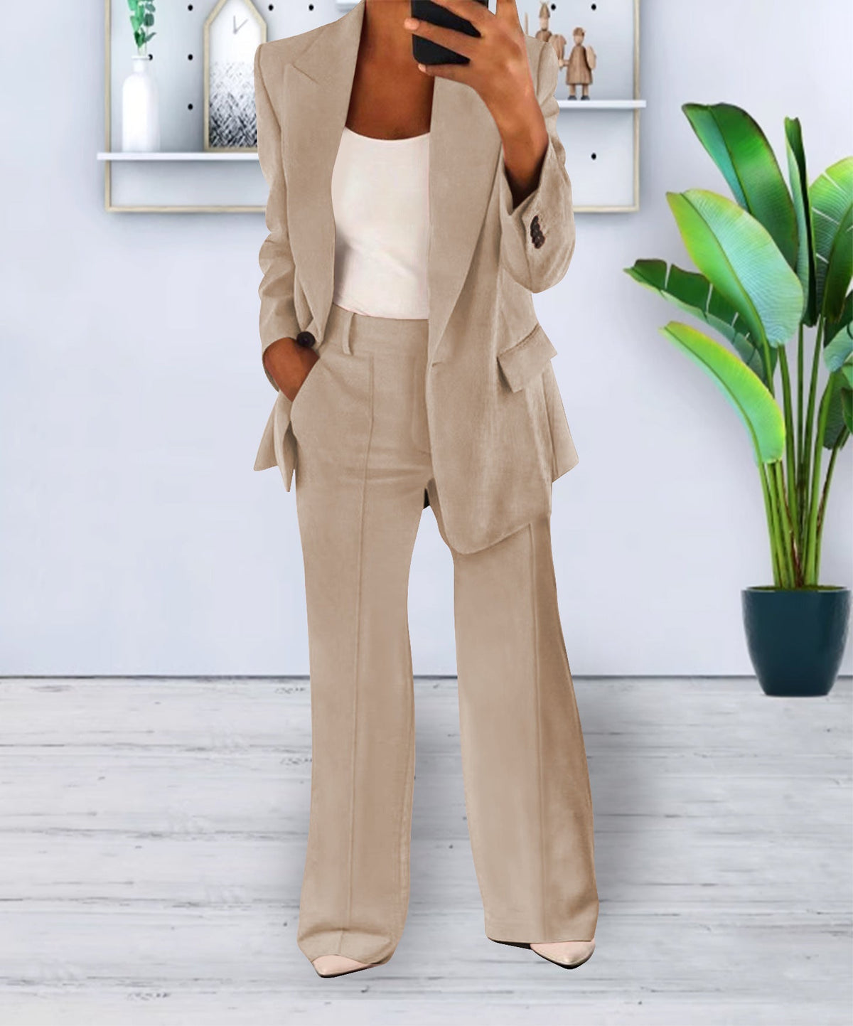 Women's Blazer and Trousers Two-Piece Suit - Business Casual Office Set