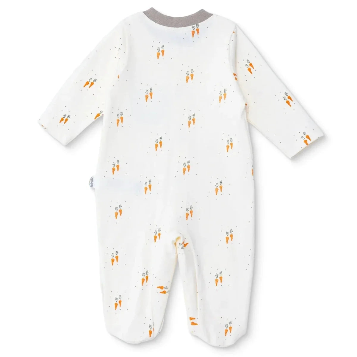 Bebetto Bunny Embroidered Long Sleeve Interlock Baby Sleepsuit with Feet (Newborn to 6-9 Months) - Ecru