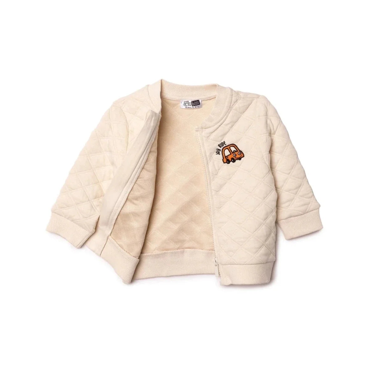 HelloBaby Grandad Collar Quilted Baby Cardigan (6-9 Months to 4-5 Years) - Ecru