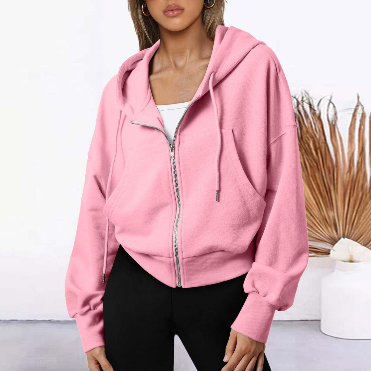 Zipper Long Sleeve Casual Sports Fashion Short Sweater
