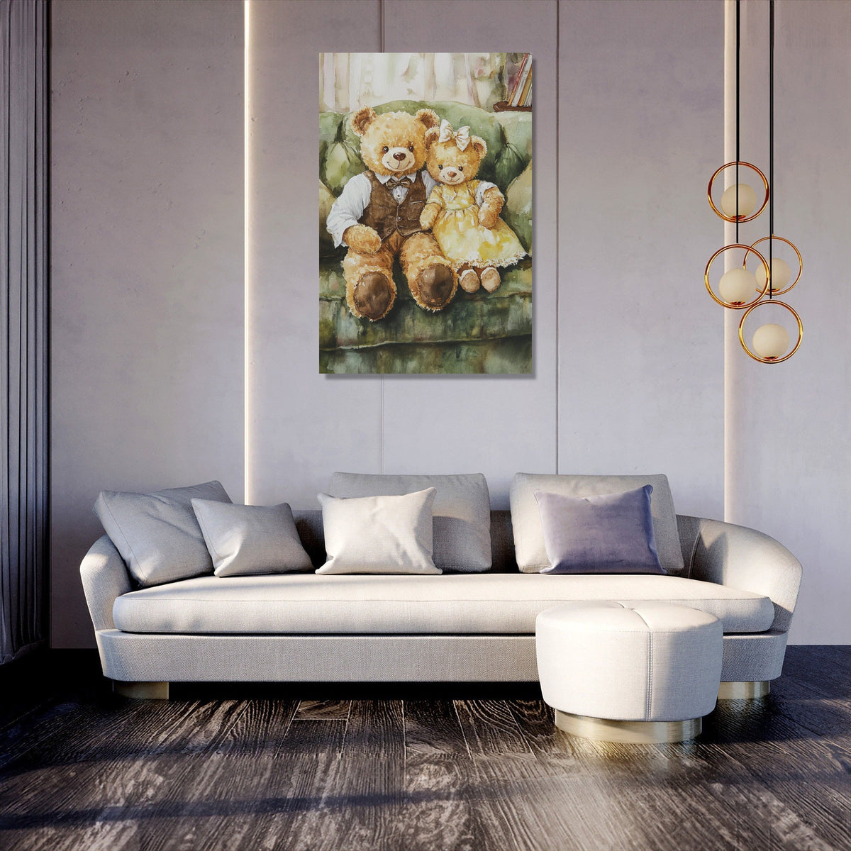 Romantic Teddy Bears Canvas