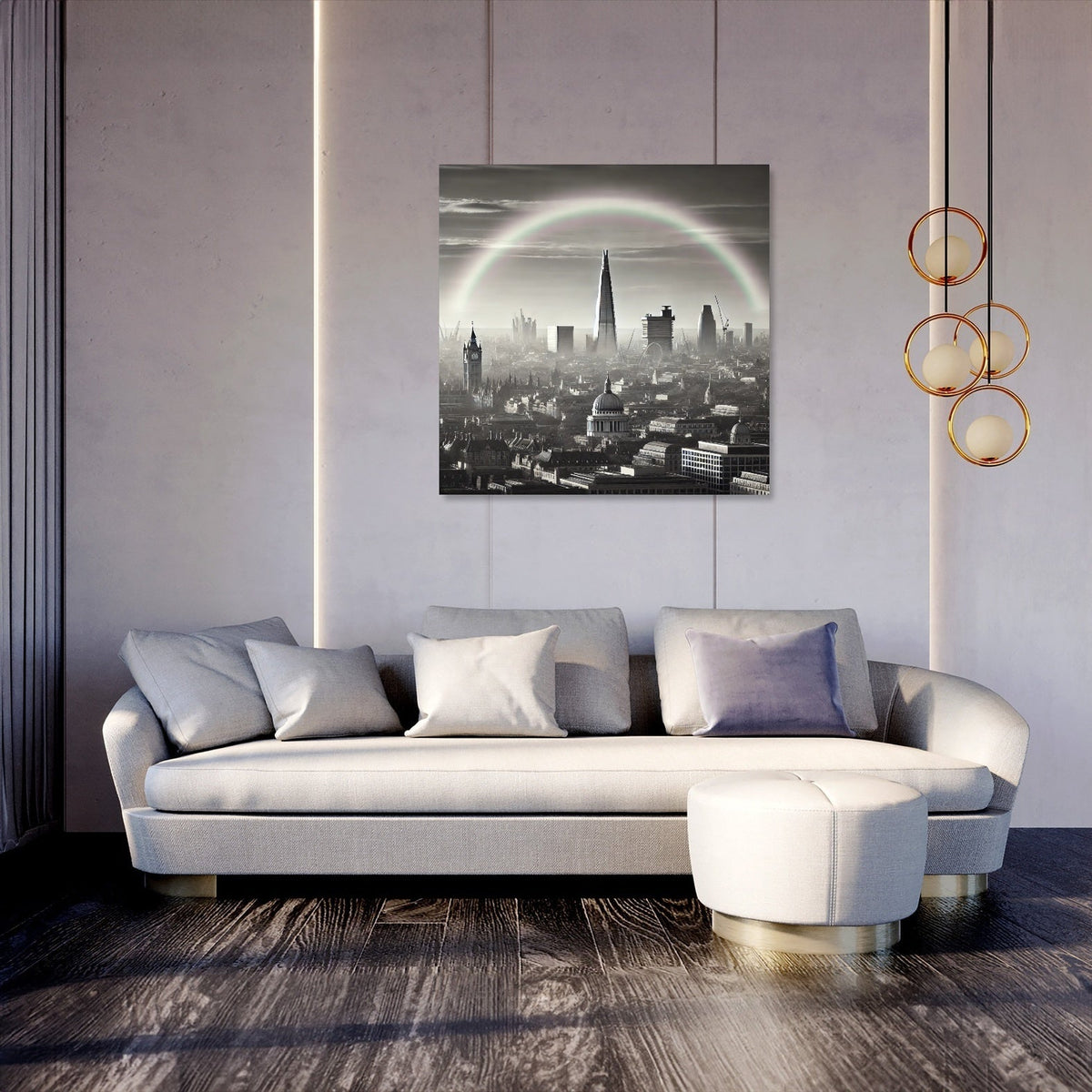 London Rainbow Skyline Canvas