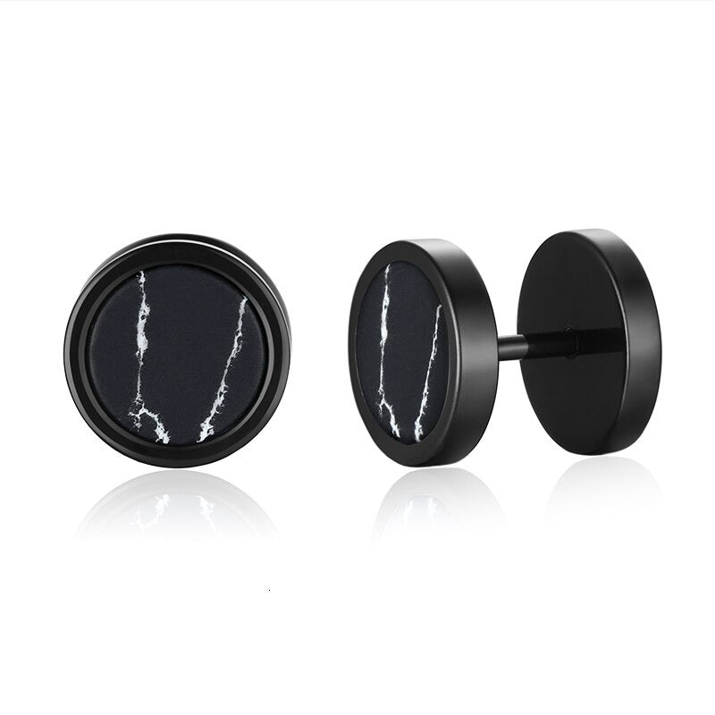 Titanium Steel Black Turquoise White Fashion Stud Earrings
