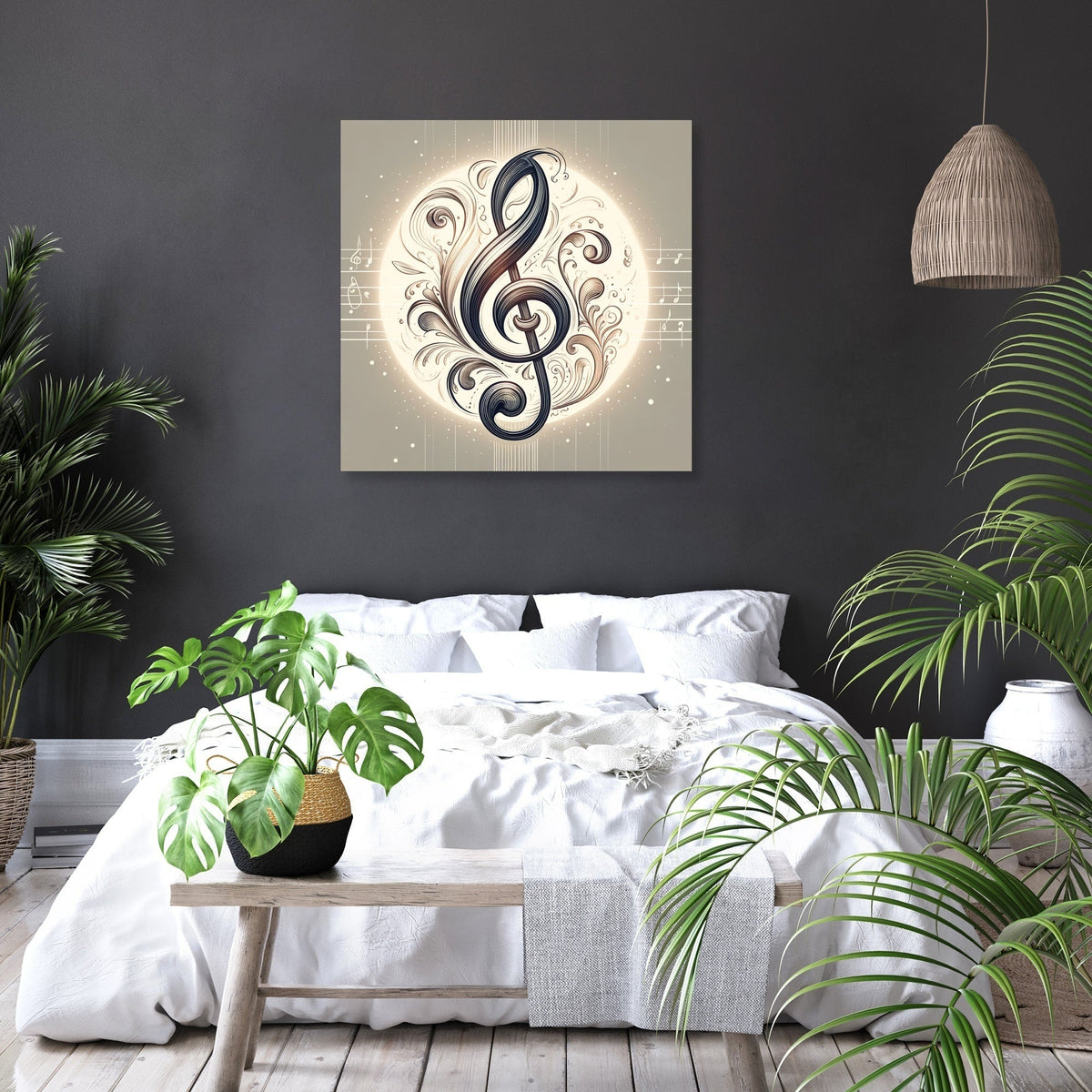Intricate Treble Clef Canvas