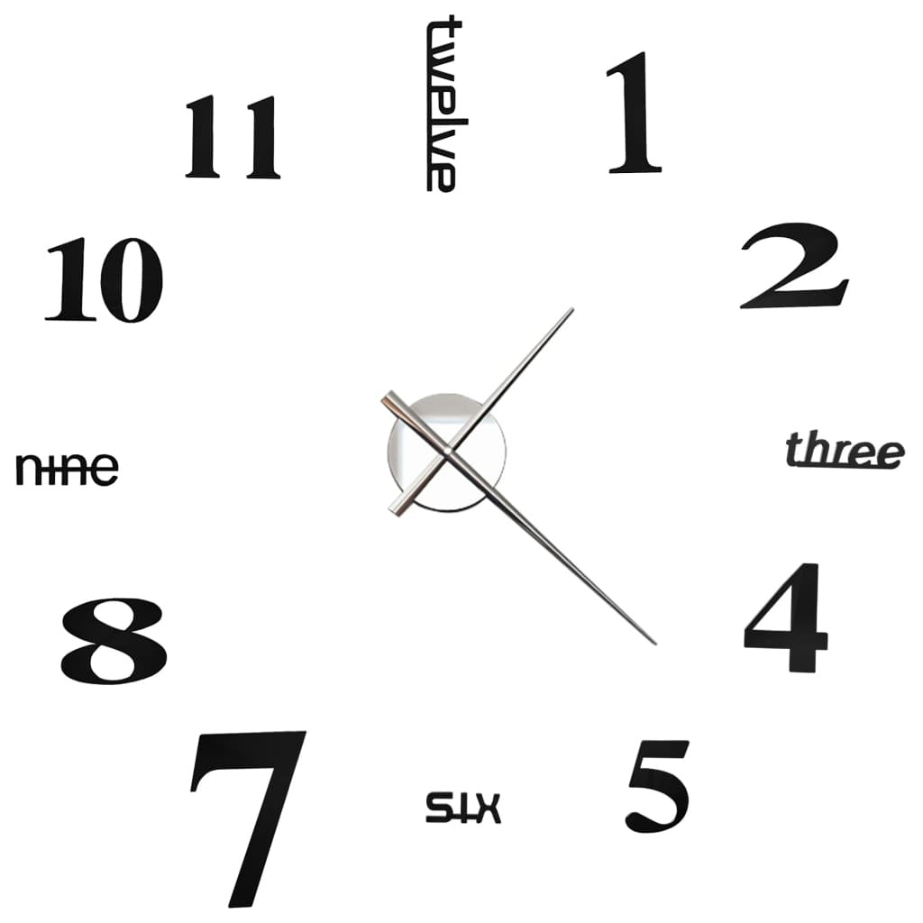 vidaXL 3D Wall Clock Modern Design 100 cm XXL Black