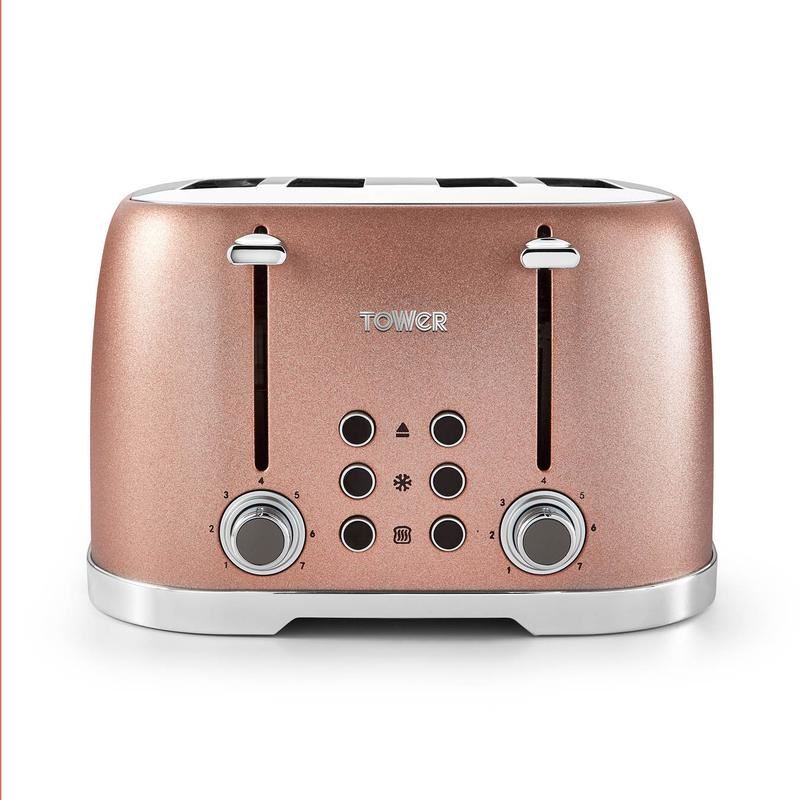 Tower Glitz 4 Slice Blush Pink Toaster UK Plug