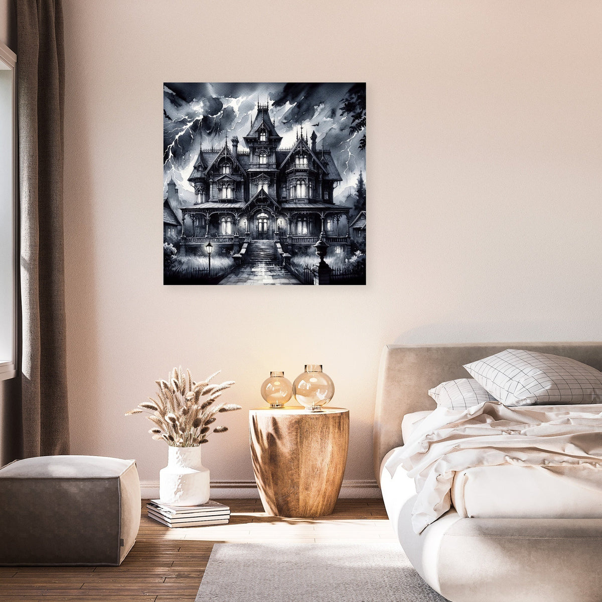 Stormy Mansion Canvas