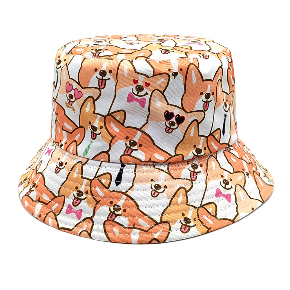 Puppy Pattern Bucket Hat Cartoon Double-sided Wearing Sunshade