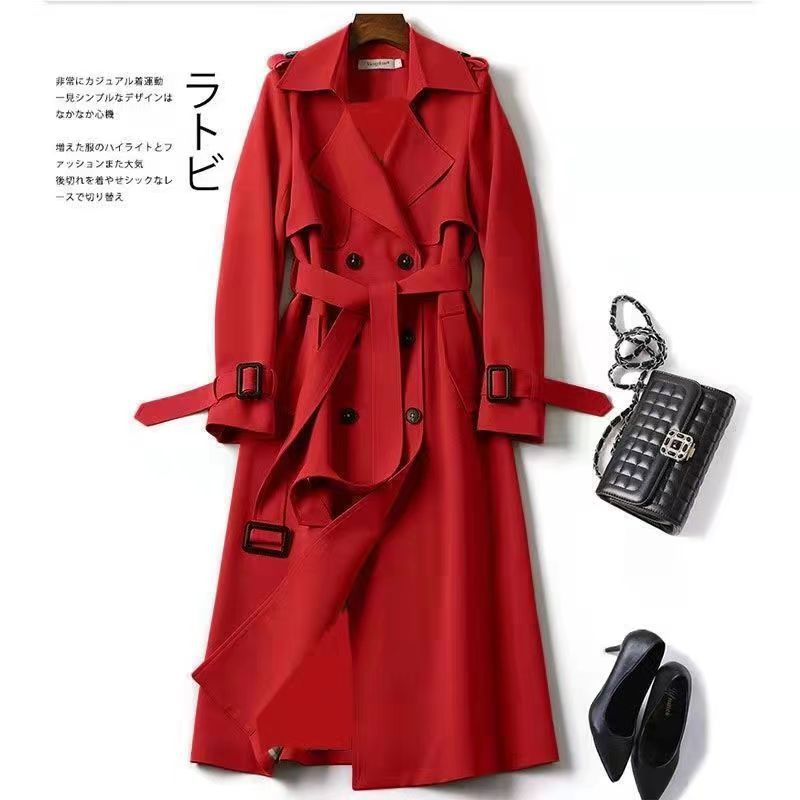 Real Shot Wine Red British Style Trench Coat Coat