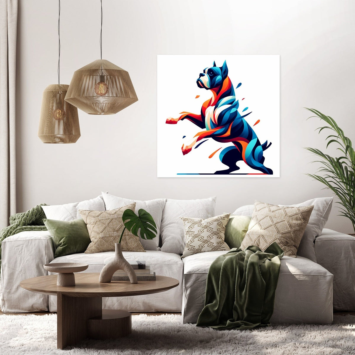 Playful Shadows Boxer at Play Canvas