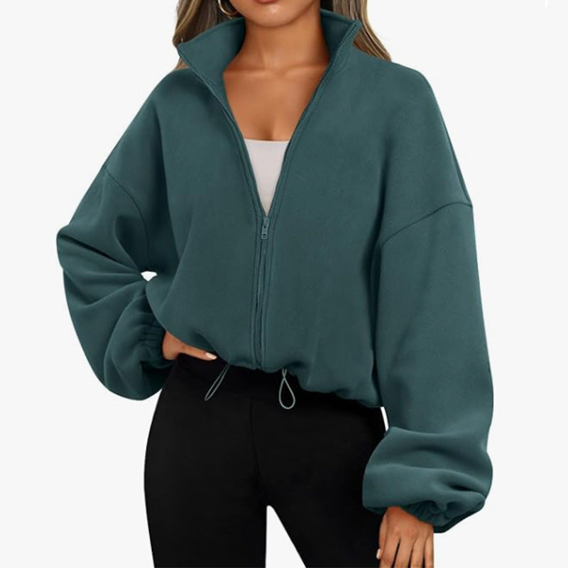 Loose Lapel Cardigan Zipper Sweater
