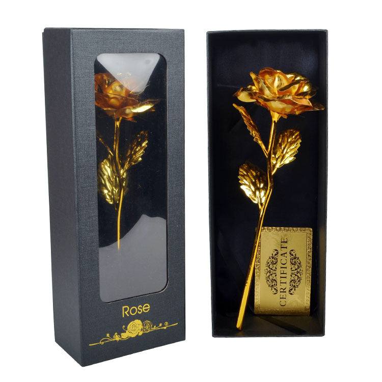 Gold Foil Rose Flower Window Gift Box For Valentine's Day